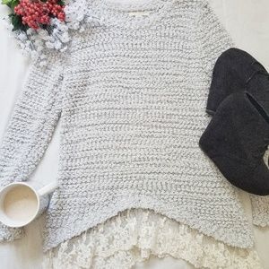 Soft Blue Sweater with Lace